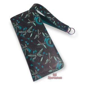 Dragonfly Sigma Bifold Vinyl Faux Leather Wallet with Matching Key Strap Lanyard